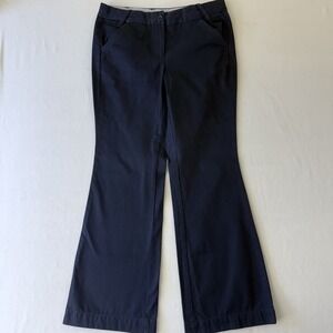 Lands End Womens Navy Blue Cotton Flare Leg Chino Pants Size 6